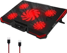 img 4 attached to 💻 i-Star Laptop Cooling Pad with 2 USB Ports, Adjustable Height and LED Fans with Speed Control - Gaming Laptop Cooler Pad for Efficient Computer Cooling