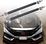 🚗 enhance your vehicle's style and performance with 2pcs universal black adjustable front rear bumper lip splitter spoiler strut rod tie support bar logo