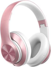 img 4 attached to 🎧 Over-Ear 9S Bluetooth Headphones, [60 Hours Playtime] Hi-Fi Stereo Sound, Foldable Headphones with Volume Control, Built-in Mic, 6 EQ Modes, Soft Memory Earmuffs for Phone/PC (Rose Gold)