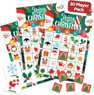 🎄 christmas bingo game for kids, adults, and large groups - 30 players - xmas winter holiday bingo cards indoor home activities - christmas games for family & kids party supplies logo