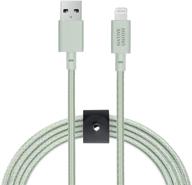 native union belt cable xl - 10ft ultra-strong reinforced [mfi certified] lightning to usb-a high speed charging cable with leather strap compatible with iphone/ipad (sage) logo