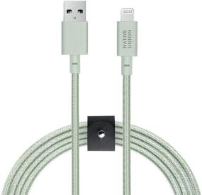 img 4 attached to Native Union Belt Cable XL - 10Ft Ultra-Strong Reinforced [MFi Certified] Lightning To USB-A High Speed Charging Cable With Leather Strap Compatible With IPhone/IPad (Sage)