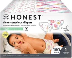 img 4 attached to 🍼 The Honest Company Super Club Box - Clean Conscience Diapers, Rose Blossom + Tutu Cute, Size 1, 160 Count (May Vary)