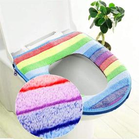 img 3 attached to Evealyn Toilet Seat Cover Cushion – Skin-Friendly, Warm, Washable, Reusable (2 pcs) – Rainbow Design