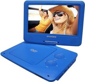 img 1 attached to 📀 Sylvania 9-Inch Swivel Screen Portable DVD Player: USB/SD Card Reader, 5 Hour Rechargeable Battery, AC/DC Adapter, Blue