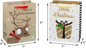 img 3 attached to Viigift 24-Piece Premium Christmas Bags with Glitter Package - Includes 8 Bags and 16 Tissue Papers