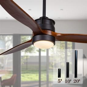 img 4 attached to 🔌 52 Inch Outdoor Black Ceiling Fan: Lights, Remote Control for Farmhouse/ Patios