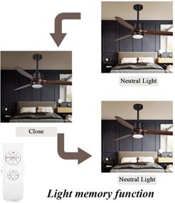 img 1 attached to 🔌 52 Inch Outdoor Black Ceiling Fan: Lights, Remote Control for Farmhouse/ Patios