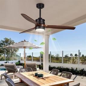 img 3 attached to 🔌 52 Inch Outdoor Black Ceiling Fan: Lights, Remote Control for Farmhouse/ Patios