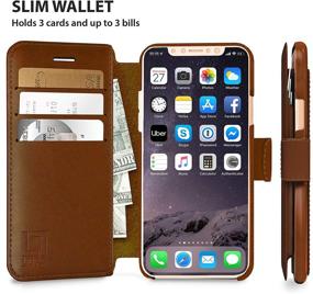 img 3 attached to 📱 LUPA iPhone XR Wallet Case: Durable, Slim, Lightweight with Classic Design, Ultra-Strong Magnetic Closure – Caramel Brown Faux Leather