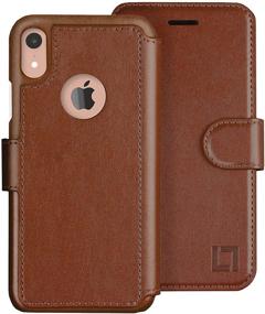 img 4 attached to 📱 LUPA iPhone XR Wallet Case: Durable, Slim, Lightweight with Classic Design, Ultra-Strong Magnetic Closure – Caramel Brown Faux Leather