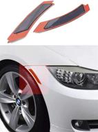 haneex crystal clear/smoke/amber/dark grey/red lens front bumper side markers reflector light fender replacement for bmw 3 series e90 / e91 lci (dark grey lens) logo