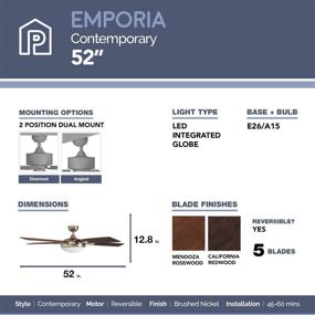 img 1 attached to 🏡 Emporia Contemporary Ceiling Fan with Remote, 52-inch, Brushed Nickel by Prominence Home: Enhancing Your Space with Style