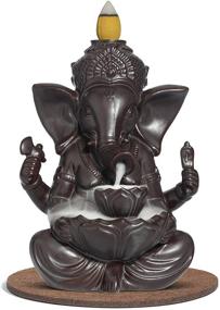 img 4 attached to 🐘 Handmade Ceramic Waterfall Backflow Incense Burner - ComSaf Censer Cone Holder Fountain for Aromatherapy, Home Decor, Porcelain Yoga Meditation, Relaxation, Office Gift - Elephant Ornament Ganesha