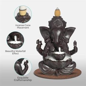 img 2 attached to 🐘 Handmade Ceramic Waterfall Backflow Incense Burner - ComSaf Censer Cone Holder Fountain for Aromatherapy, Home Decor, Porcelain Yoga Meditation, Relaxation, Office Gift - Elephant Ornament Ganesha