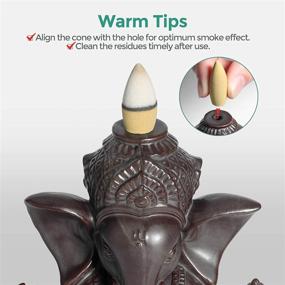 img 1 attached to 🐘 Handmade Ceramic Waterfall Backflow Incense Burner - ComSaf Censer Cone Holder Fountain for Aromatherapy, Home Decor, Porcelain Yoga Meditation, Relaxation, Office Gift - Elephant Ornament Ganesha