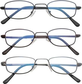 img 4 attached to 👓 Portable Pocket Metal Reading Glasses – Blue Light Blocking, Full Frame Computer Reader with Spring Hinge, Anti-Glare Filter Eyeglass