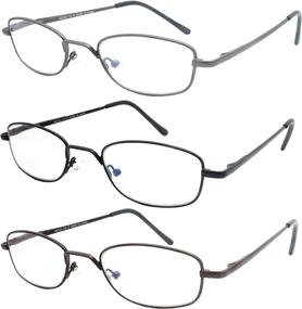 img 3 attached to 👓 Portable Pocket Metal Reading Glasses – Blue Light Blocking, Full Frame Computer Reader with Spring Hinge, Anti-Glare Filter Eyeglass