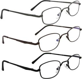 img 2 attached to 👓 Portable Pocket Metal Reading Glasses – Blue Light Blocking, Full Frame Computer Reader with Spring Hinge, Anti-Glare Filter Eyeglass