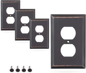 img 4 attached to SleekLighting 4-Pack Wall Plate Outlet Switch Covers: Decorative Oil Rubbed Bronze with Variety of Styles & Sizes