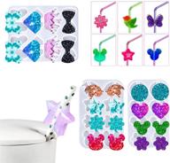 🥤 3pcs silicone straw topper molds for epoxy resin: diy tumblers with bow, crown, diamond & animal shapes logo