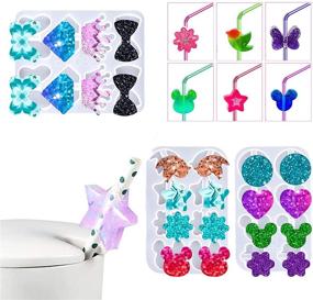 img 4 attached to 🥤 3pcs Silicone Straw Topper Molds for Epoxy Resin: DIY Tumblers with Bow, Crown, Diamond & Animal Shapes