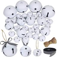 🔔 winlyn 30 pcs white jingle bells with star cutouts - rustic craft bells for christmas tree decorations - assorted sizes 1.6", 2.4", 3.5 логотип