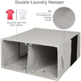img 1 attached to Sturdy Double Laundry Hamper with Lid & Removable Bags - 2 Large Dividers for Dirty Clothes in Bedroom, Laundry Room, Bathroom, Closet, College - Grey