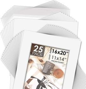 img 4 attached to 🖼️ Mat Board Center Acid-Free Pre-Cut 16x20 Picture Mat Set - White (25-Pack) with 11x14 White Core Bevel Cut Mattes, Backers, and Clear Bags