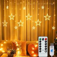 magical star string lights: 138 led 12-star curtain lights for bedroom with 8 lighting modes, remote control, ideal for wedding, garden party, girl room, christmas decor logo