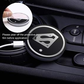 img 3 attached to 🚗 GILETTOR US 2 шт. Светодиодные подсветки для автомобильного держателя для чашек с изображением Супермена: мат USB-подзарядки с изменяемым цветом для декоративной лампы в интерьере.