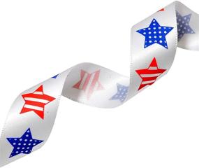 img 1 attached to Premium Betsy Ross Printed Satin Ribbon Spool - Vibrant Red, White, and Blue Design - 3/8-Inch Width, 100-Yard Length