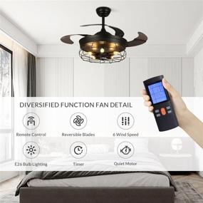 img 3 attached to 🕶️ NOXARTE 36 Inch Black Chandelier Fan with Lights and Remote Control: Perfect for Dining Room and Bedroom