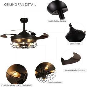 img 2 attached to 🕶️ NOXARTE 36 Inch Black Chandelier Fan with Lights and Remote Control: Perfect for Dining Room and Bedroom