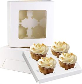 img 2 attached to 🍰 Pralb 20Pack White Cupcake Boxes – Premium Bakery Containers with Window and Auto-Popup Feature (9x6x3inch)