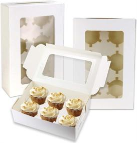 img 1 attached to 🍰 Pralb 20Pack White Cupcake Boxes – Premium Bakery Containers with Window and Auto-Popup Feature (9x6x3inch)