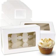 🍰 pralb 20pack white cupcake boxes – premium bakery containers with window and auto-popup feature (9x6x3inch) logo