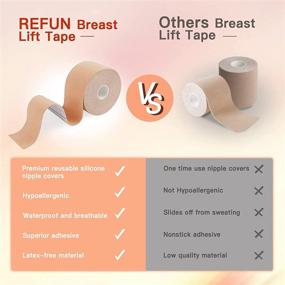 img 3 attached to Boob Tape & Silicone Covers for Breast Lift | Waterproof & Comfortable | Invisible Under Clothing | A-G Cup Sizes | REFUN Boobytape for Large Breasts