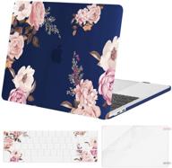 🌸 mosiso macbook pro 13 inch case 2016-2020: peony hard shell for a2338 m1, a2289, a2251 - blue logo