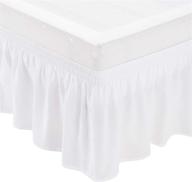 🛏️ amazon basics ruffled bed skirt with easy fit elastic - three sided wrap around, full/queen size - 16" drop - bright white logo