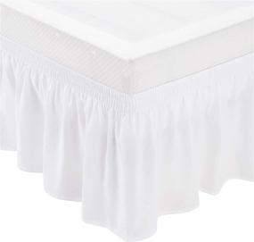 img 4 attached to 🛏️ Amazon Basics Ruffled Bed Skirt with Easy Fit Elastic - Three Sided Wrap Around, Full/Queen Size - 16" Drop - Bright White