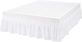 img 3 attached to 🛏️ Amazon Basics Ruffled Bed Skirt with Easy Fit Elastic - Three Sided Wrap Around, Full/Queen Size - 16" Drop - Bright White