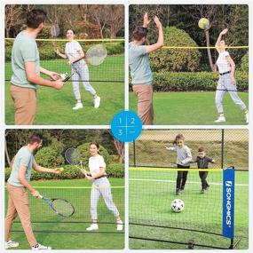 img 3 attached to 🏸 SONGMICS Portable Sports Set - Badminton Net Set with Easy Assembly, Suitable for Badminton, Tennis, Kids Volleyball, Pickleball - Nylon Net with Poles