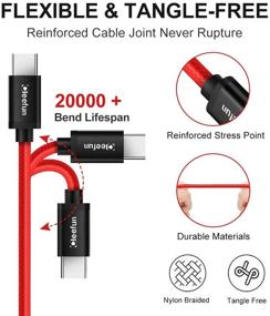 img 1 attached to 🔌 Кабель USB C CLEEFUN короткий быстрая зарядка, 3 шт. [1 фут]: Плетеный зарядное устройство для Samsung Galaxy, LG G-Series и других