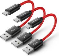 🔌 кабель usb c cleefun короткий быстрая зарядка, 3 шт. [1 фут]: плетеный зарядное устройство для samsung galaxy, lg g-series и других логотип