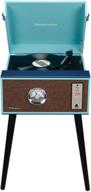 🎶 studebaker floor stand turntable: bluetooth receiver, cd player, fm radio, wood cabinet, 3w rms speakers x 2 in teal logo