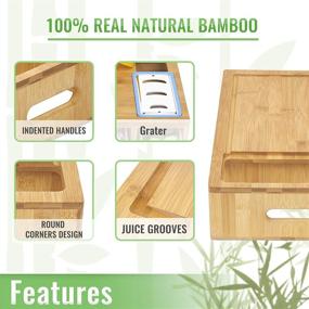 img 2 attached to 🔪 SHINESTAR Bamboo Cutting Board with Containers, Lids, Graters, and Juice Groove - Sturdy, Organized, Easy to Use Kitchen Prep and Storage Station