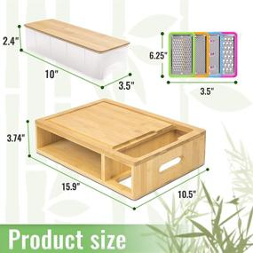 img 3 attached to 🔪 SHINESTAR Bamboo Cutting Board with Containers, Lids, Graters, and Juice Groove - Sturdy, Organized, Easy to Use Kitchen Prep and Storage Station