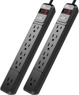 🔌 on smart usb power strip surge protector with 8ac outlets & 2 usb ports - mountable design - 2100j surge protection - 15a overload breaker - 6ft long power cord - black (uss1026bk/us) logo