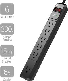 img 3 attached to 🔌 ON Smart USB Power Strip Surge Protector with 8AC Outlets & 2 USB Ports - Mountable Design - 2100J Surge Protection - 15A Overload Breaker - 6Ft Long Power Cord - Black (USS1026BK/US)